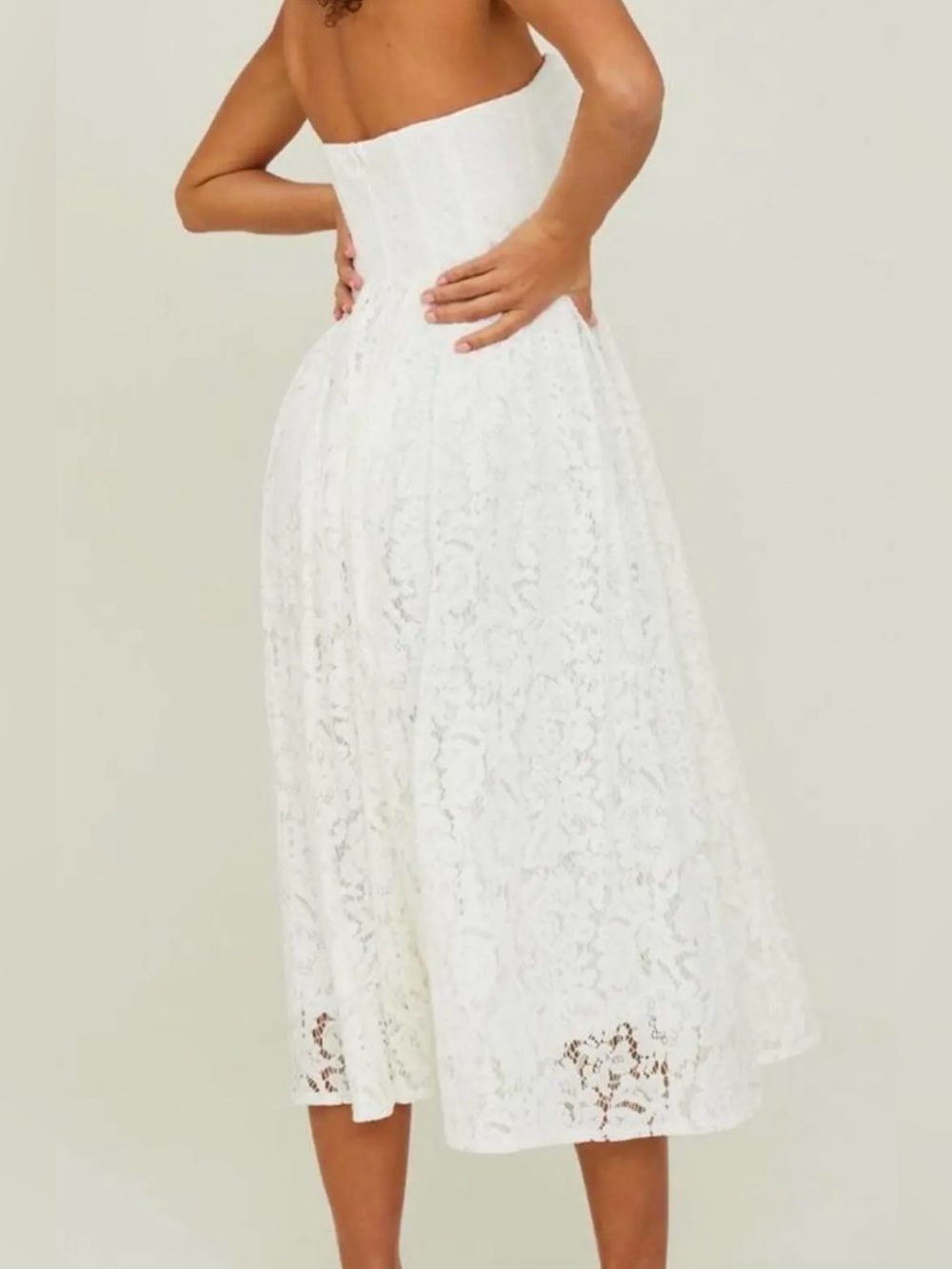 Altar’d State White Floral Lace Strapless Midi Dress NWT
